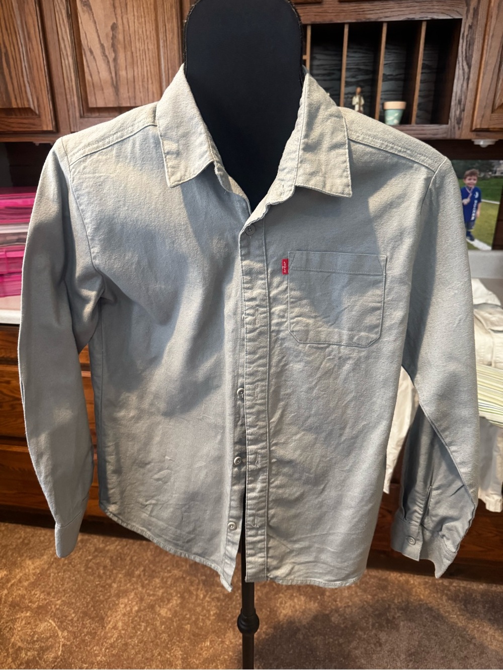 Levi's  Light Gray Button-Down Shirt with Chest Pocket